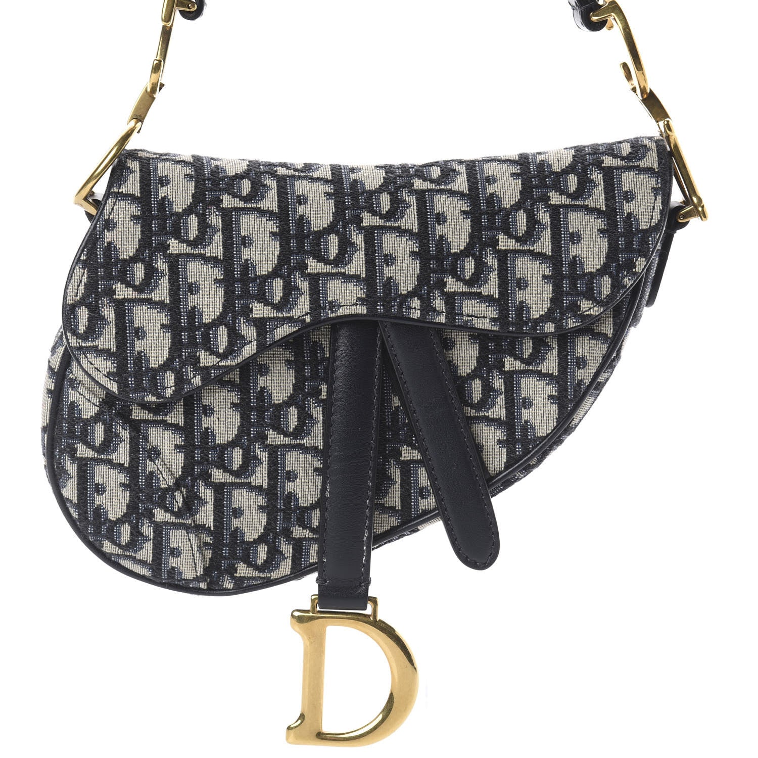 Christian Dior Oblique Mini Saddle Bag Blue 6 of 8