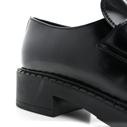 Prada Spazzolato Metal Triangle Logo 50mm Loafers 39 Black 11 of 15