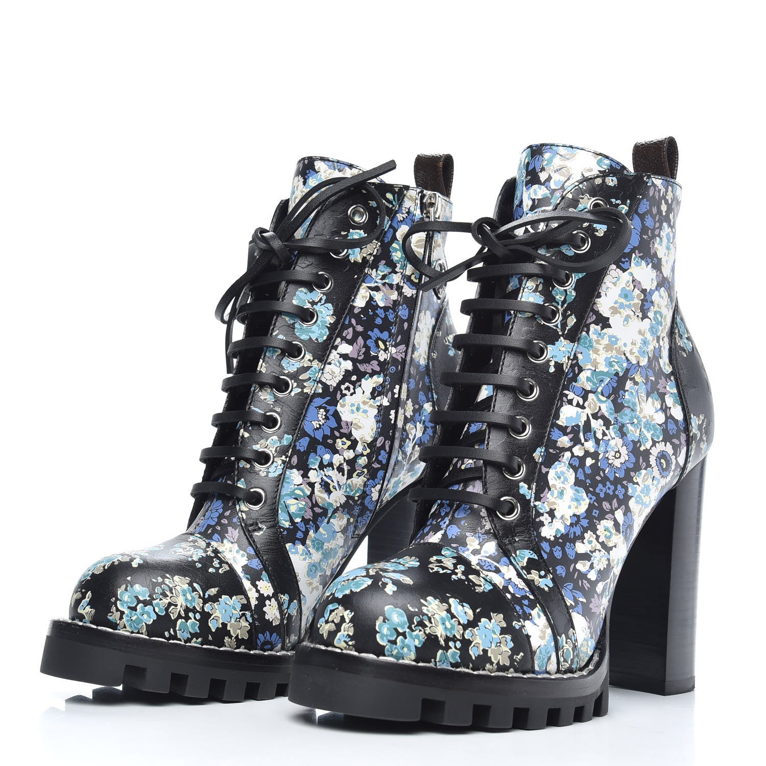 Louis Vuitton Calfskin Floral Star Trail Ankle Boots 37 Black 3 of 6