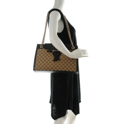 Gucci Monogram Margaux Calfskin Large Emily Chain Shoulder Bag Beige Ebony Cocoa 2 of 7