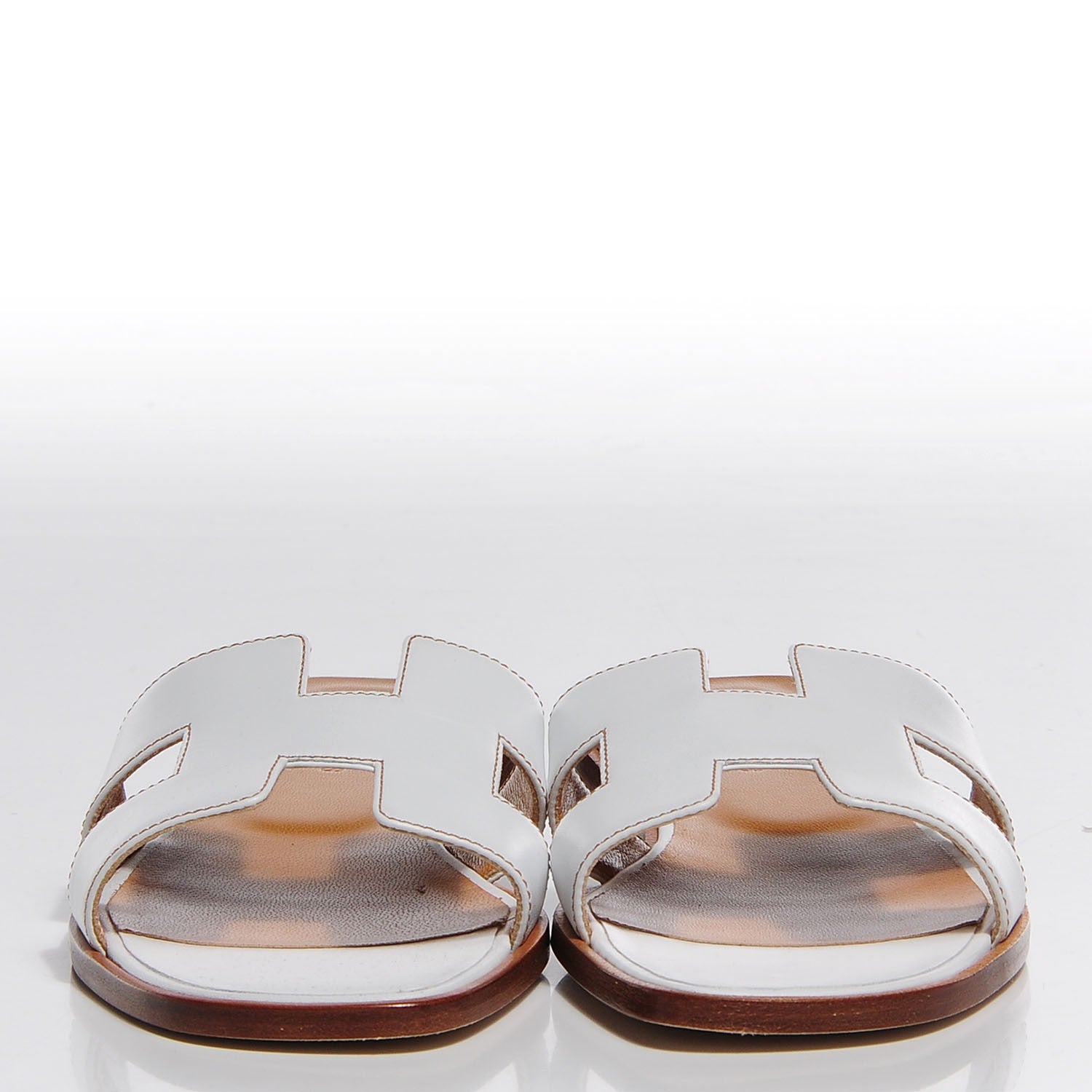 Hermes Box Calfskin Oran Sandals 38 White 2 of 7