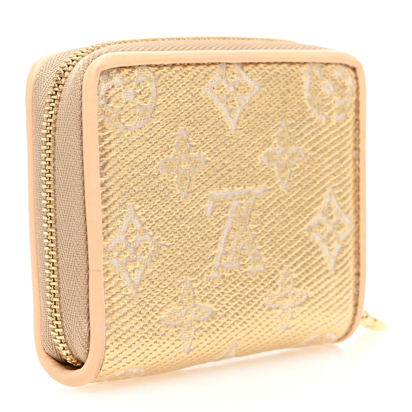 Hollographic Monoglam Zippy Coin Purse Wallet Beige