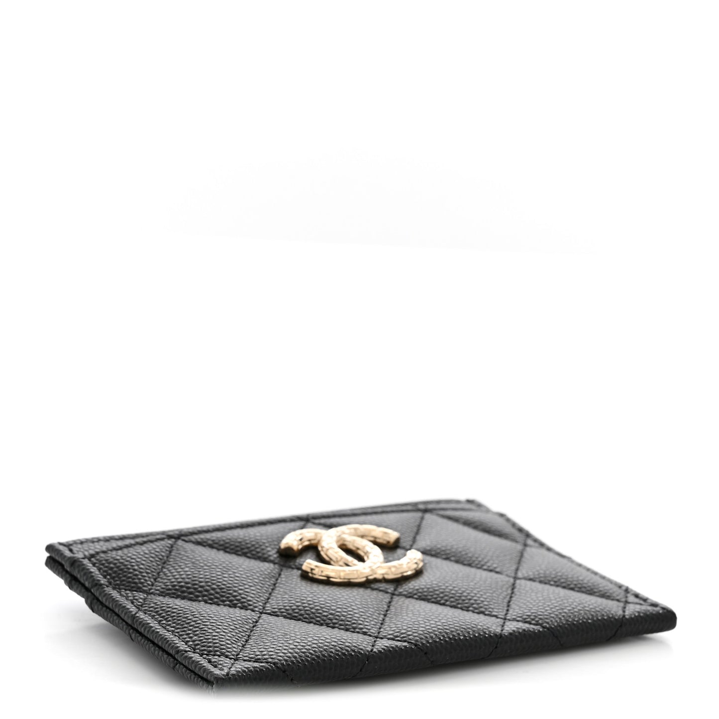 Caviar Quilted Hammered CC Card Holder Black