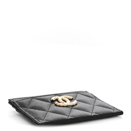 Chanel Caviar Quilted Hammered CC Card Holder Black 4 of 7