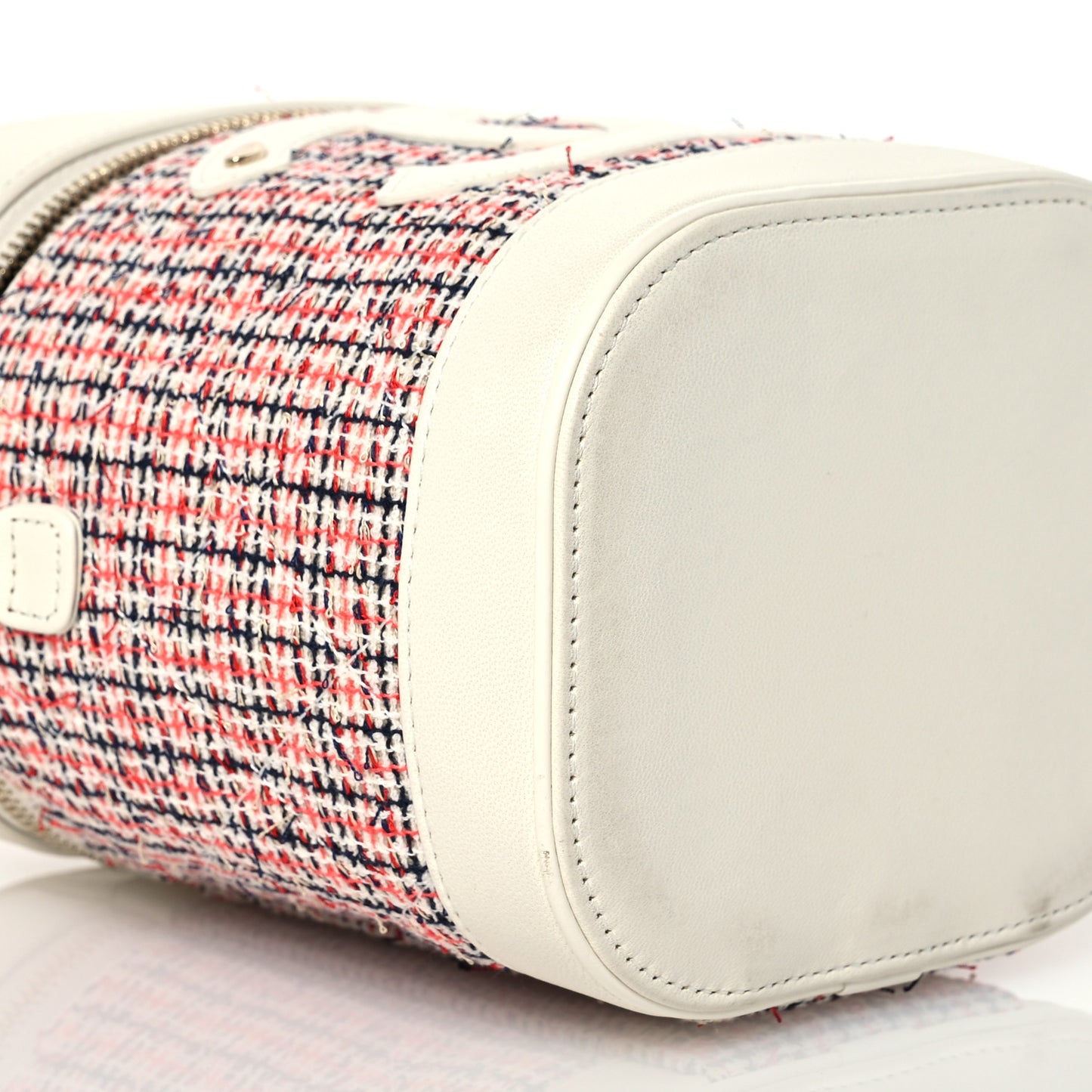 Tweed Lambskin Timeless Vanity Cosmetic Case White