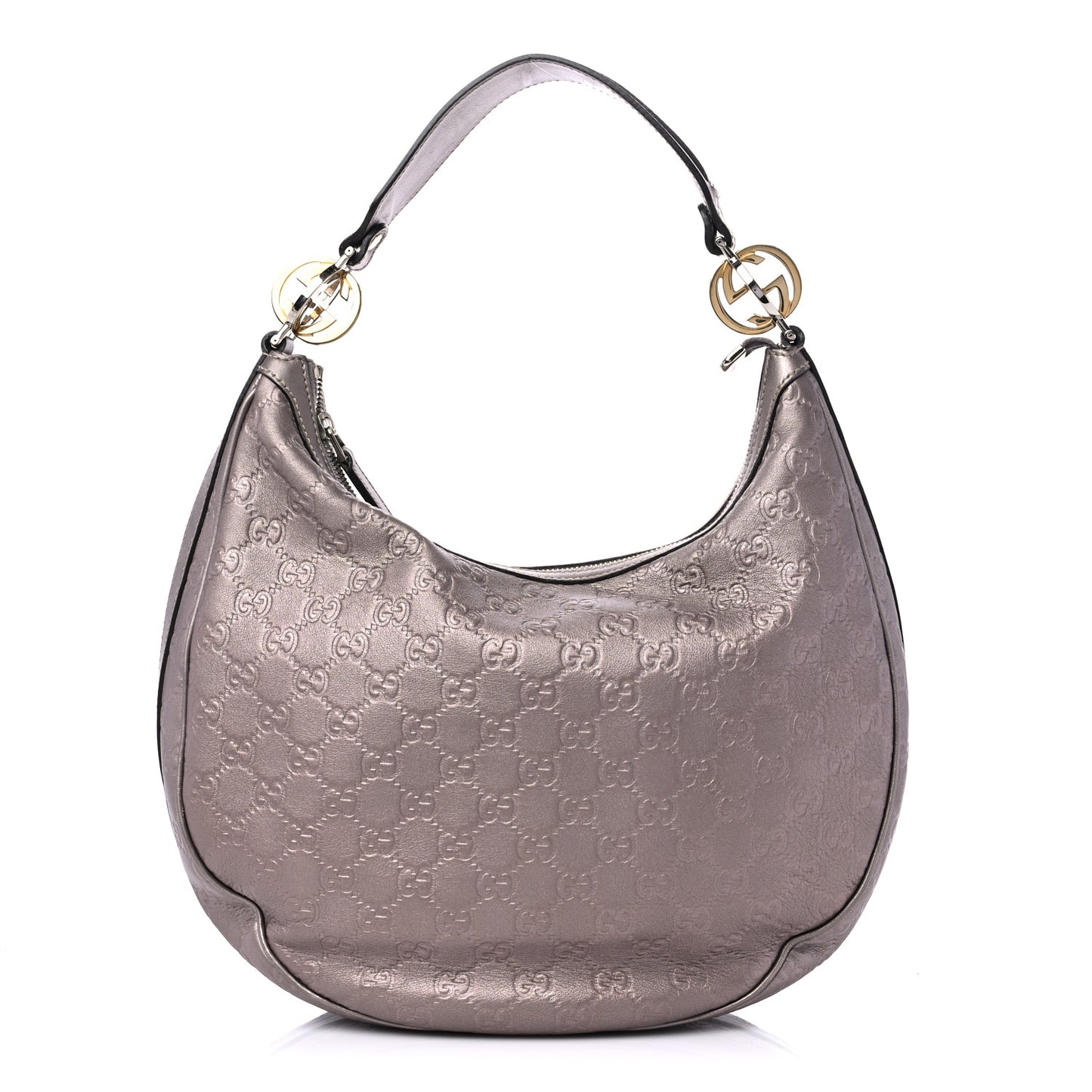 Metallic Guccissima Medium GG Twins Hobo Mauve