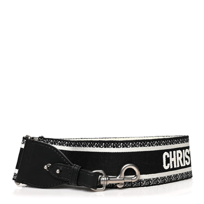 Christian Dior Canvas Embroidered Shoulder Strap Black White 1 of 4