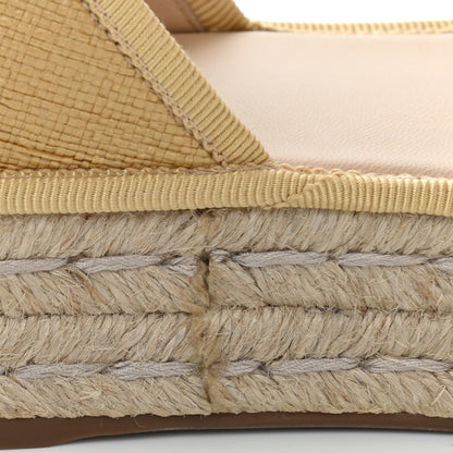 Fendi Raffia FF Embroidered Espadrille Platform Sandals 38 Natural 10 of 11