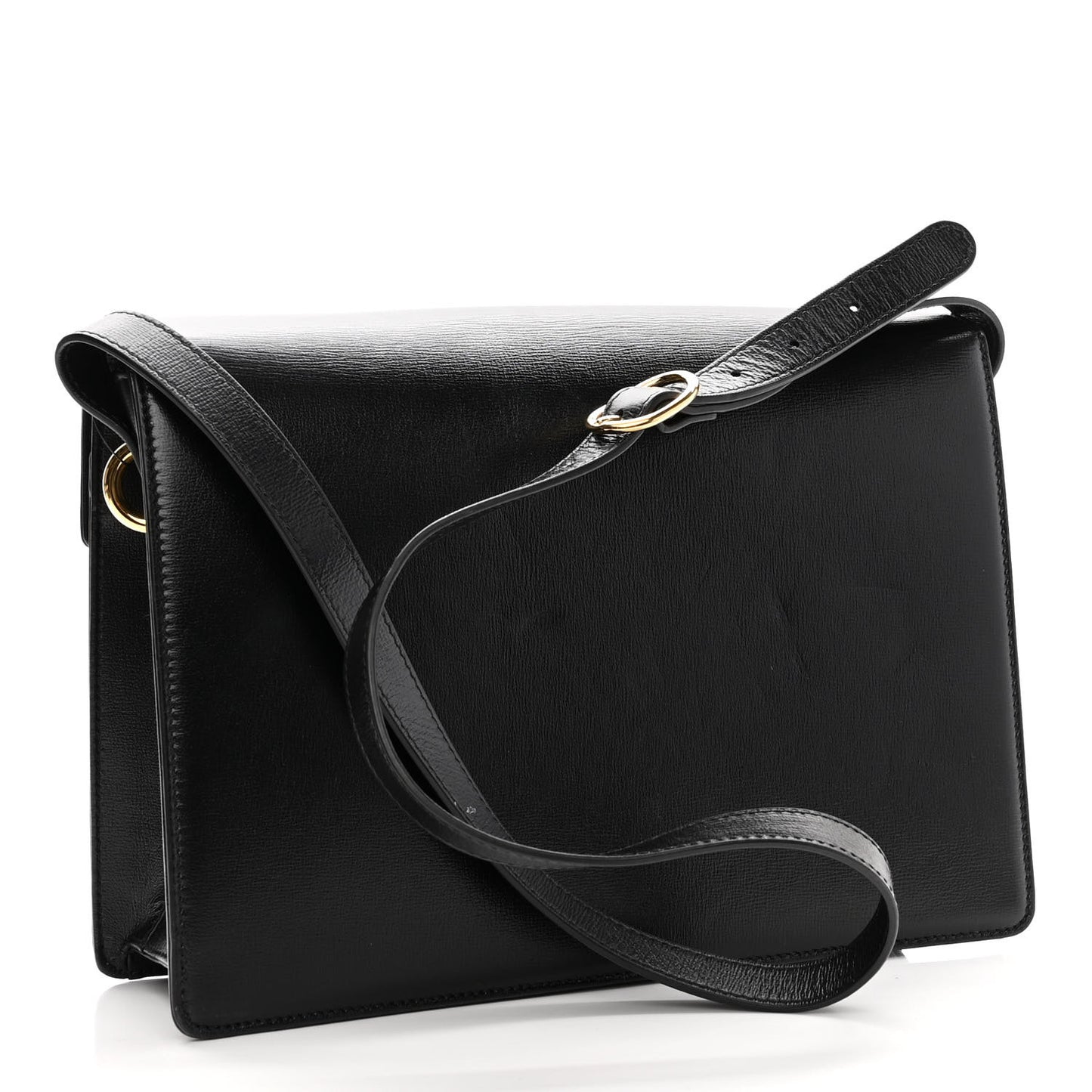 Textured Calfskin Medium Torchon GG Ring Shoulder Bag Black