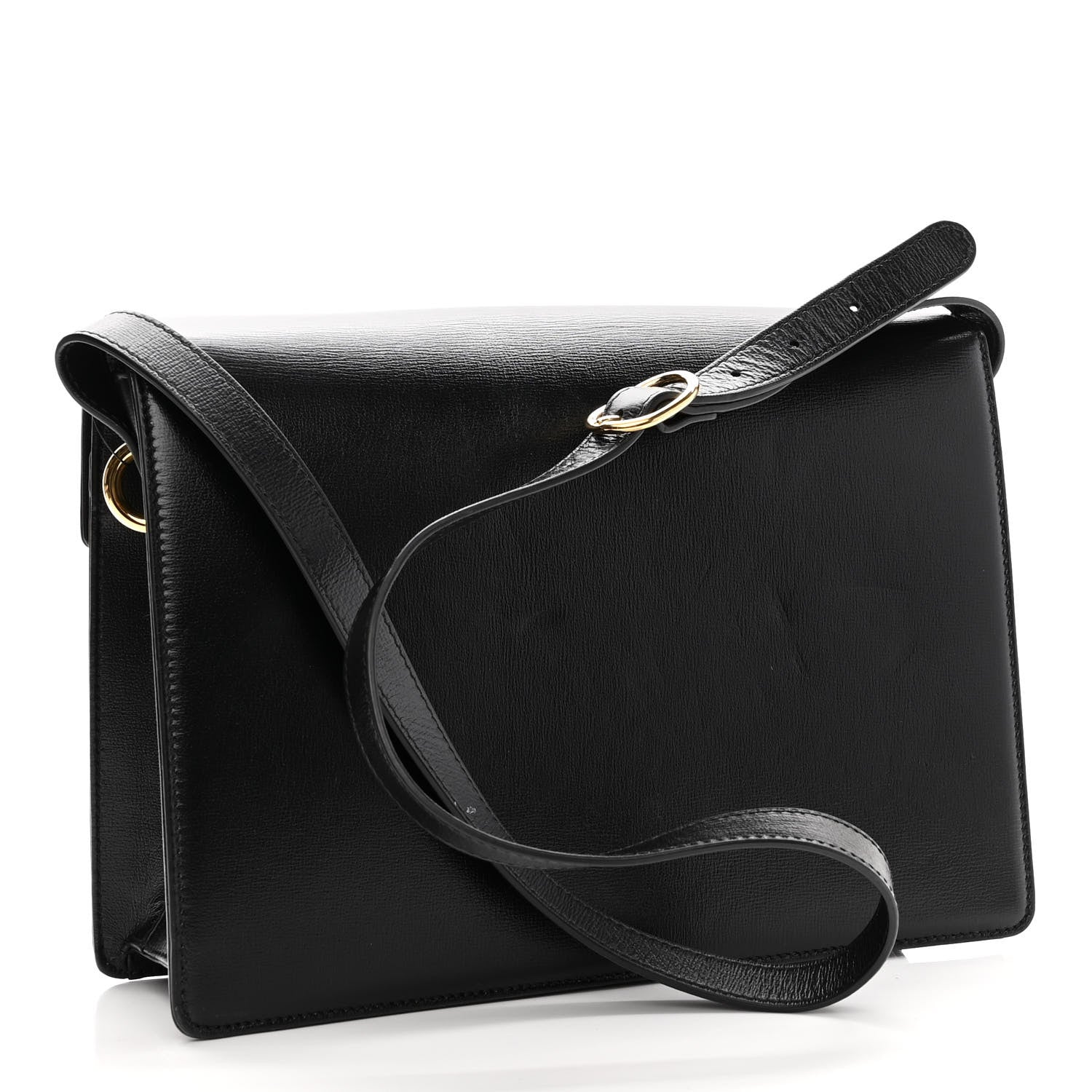 Gucci Textured Calfskin Medium Torchon GG Ring Shoulder Bag Black 3 of 12
