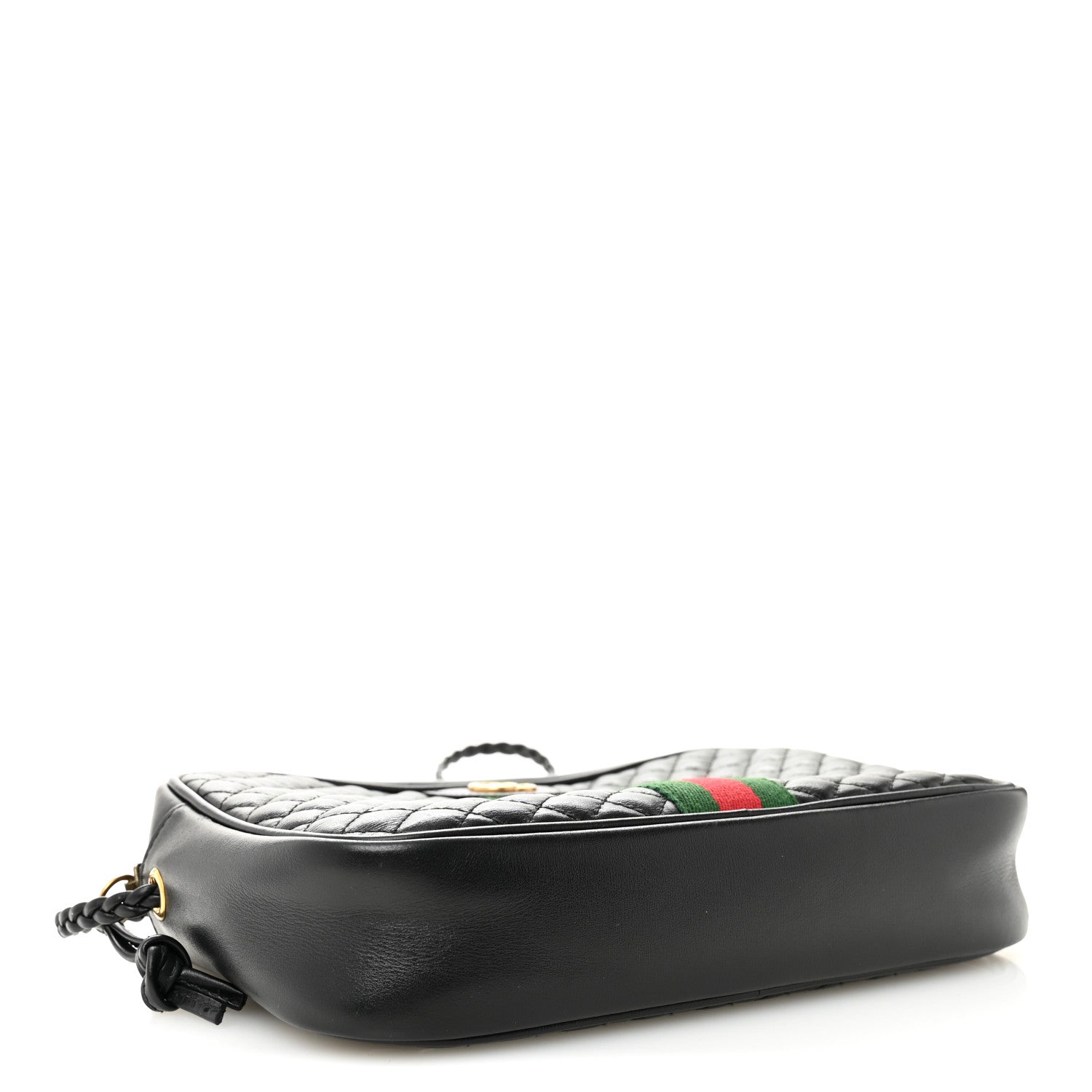 Gucci Calfskin Web Trapuntata Small GG Shoulder Bag Black 4 of 10