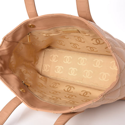 Chanel Calfskin Quilted Tote Beige 5 of 9