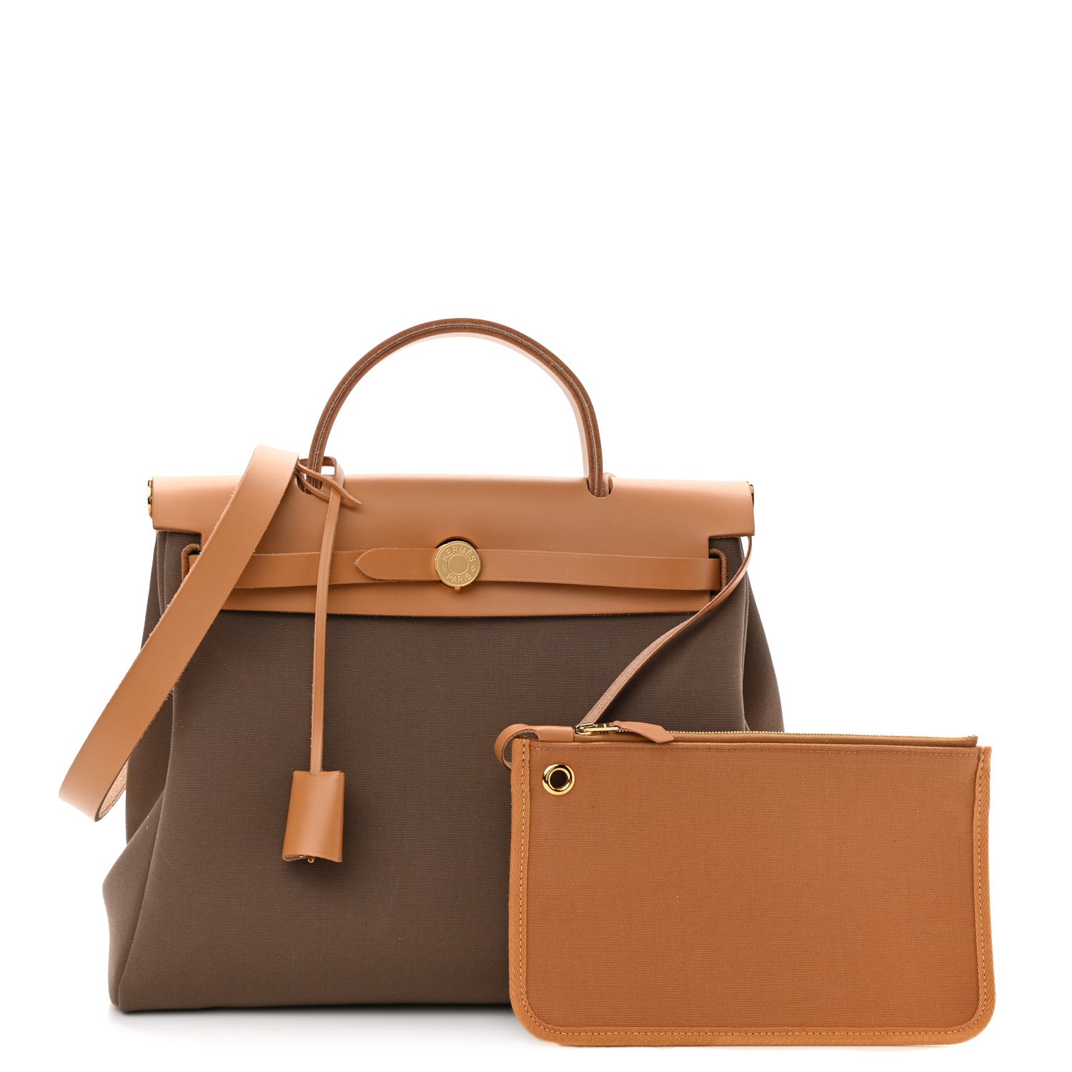 Hermes Vache Hunter Toile Herbag Zip 31 PM Etoupe Dune Fauve 1 of 12