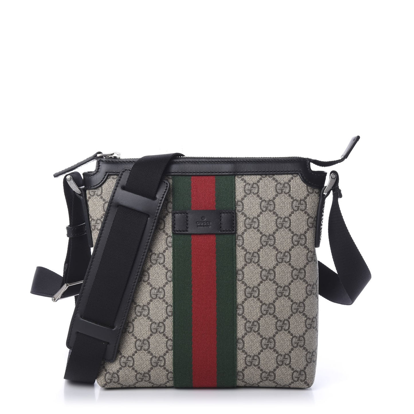 GG Supreme Monogram Web Messenger Bag Black