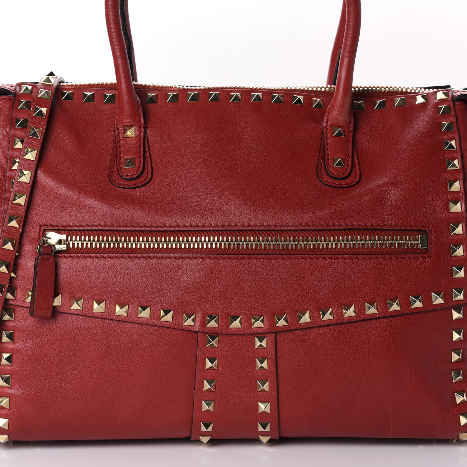 Valentino Garavani Calfskin Rockstud Top Handle Satchel Rosso Valentino 14 of 14