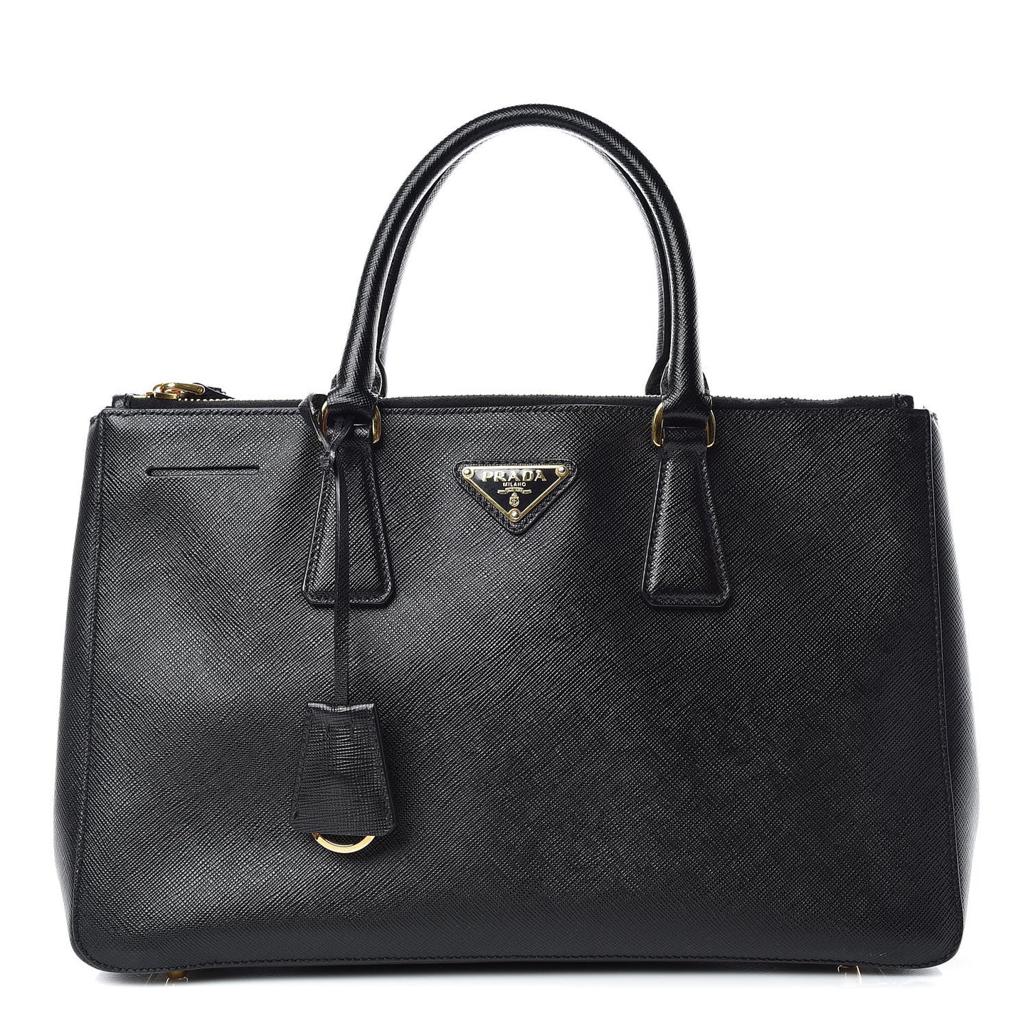 Saffiano Medium Galleria Double Zip Tote Black