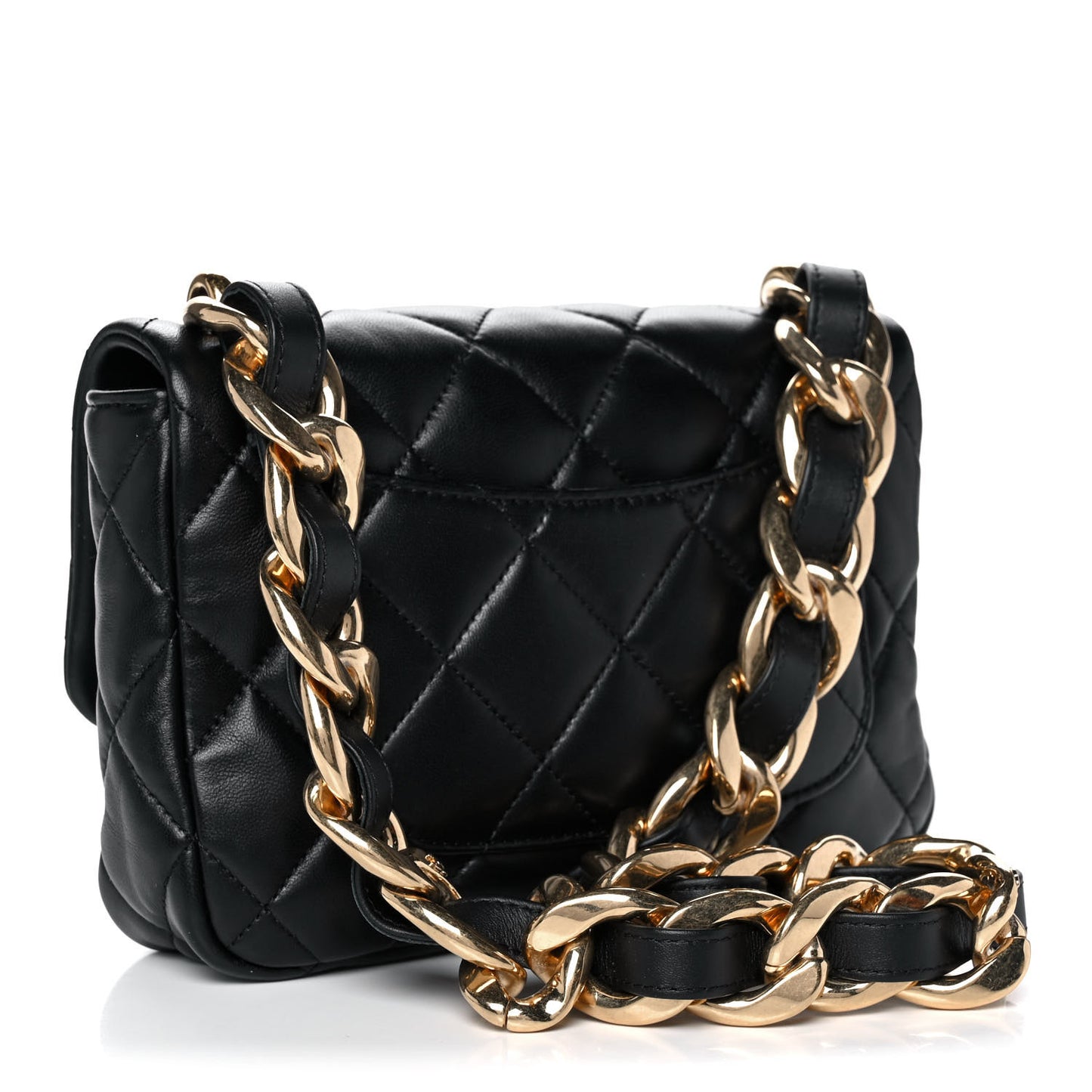 Lambskin Quilted Small Funky Town Flap Black