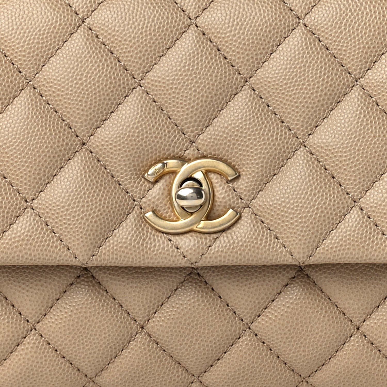 Chanel Caviar Quilted Mini Coco Handle Flap Beige 8 of 11