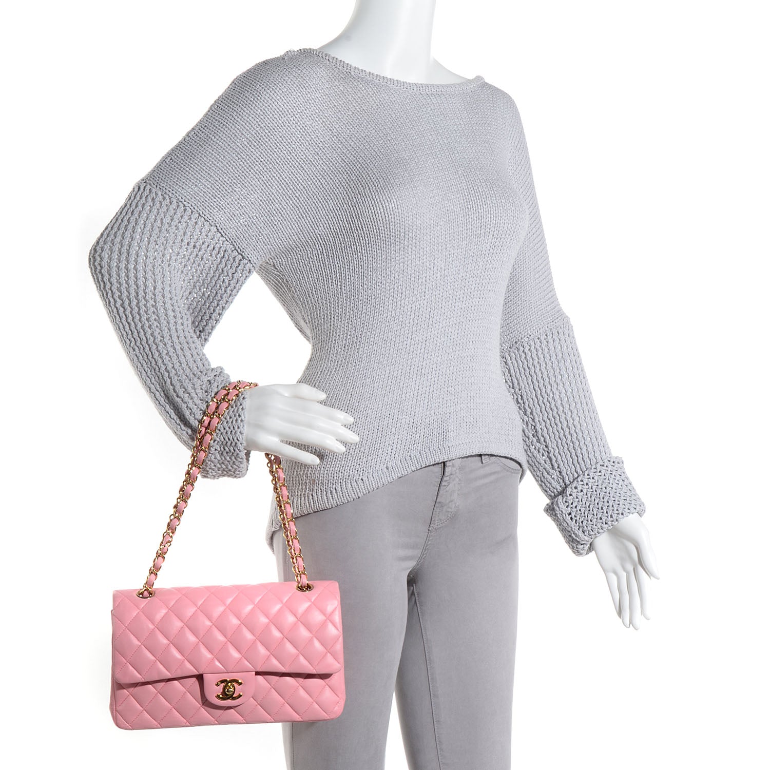 Chanel Lambskin Quilted Medium Double Flap Light Pink 2 of 8