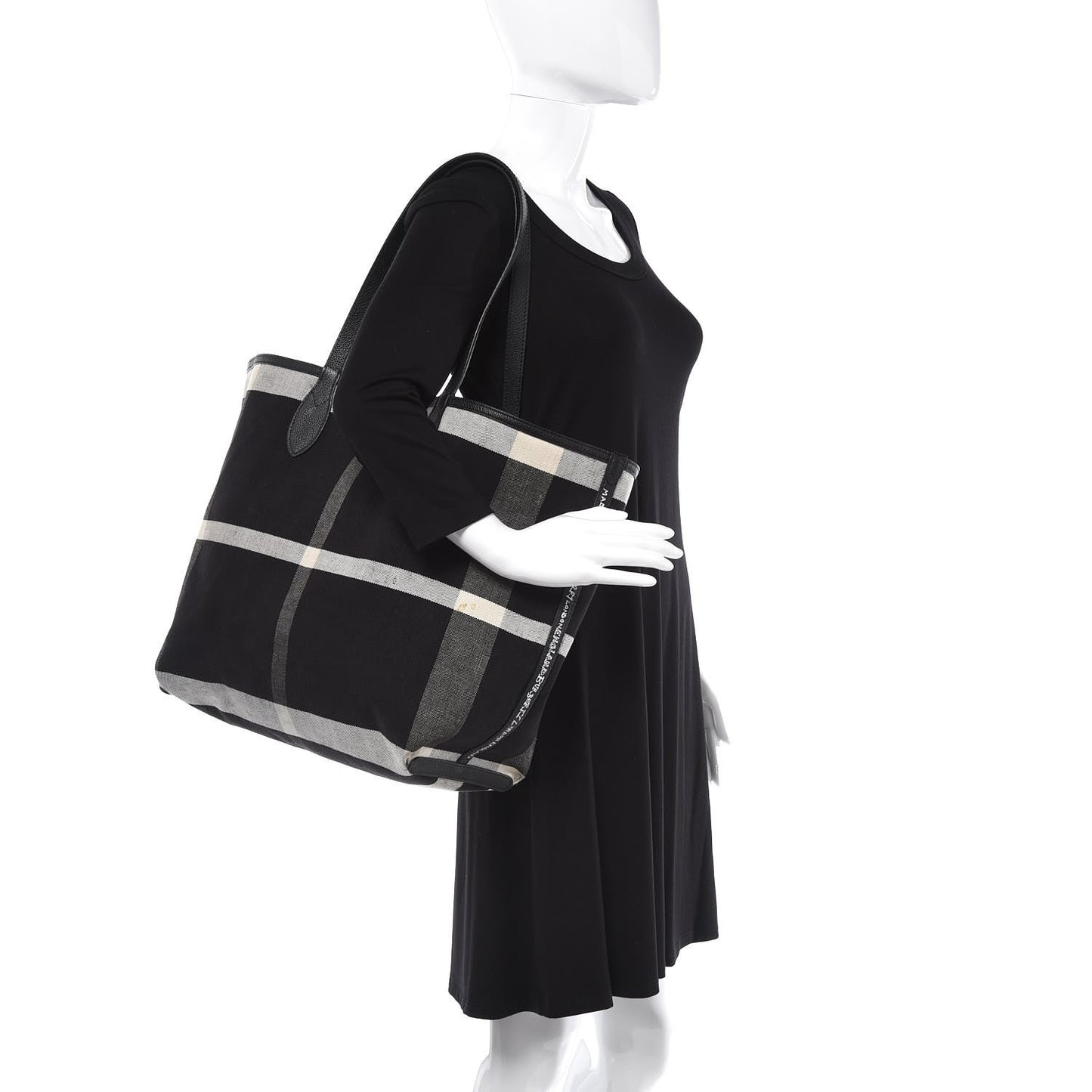 Coated Canvas Mega Check Sketchbook Medium Reversible Doodle Tote Black