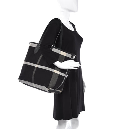 Burberry Coated Canvas Mega Check Sketchbook Medium Reversible Doodle Tote Black 2 of 10