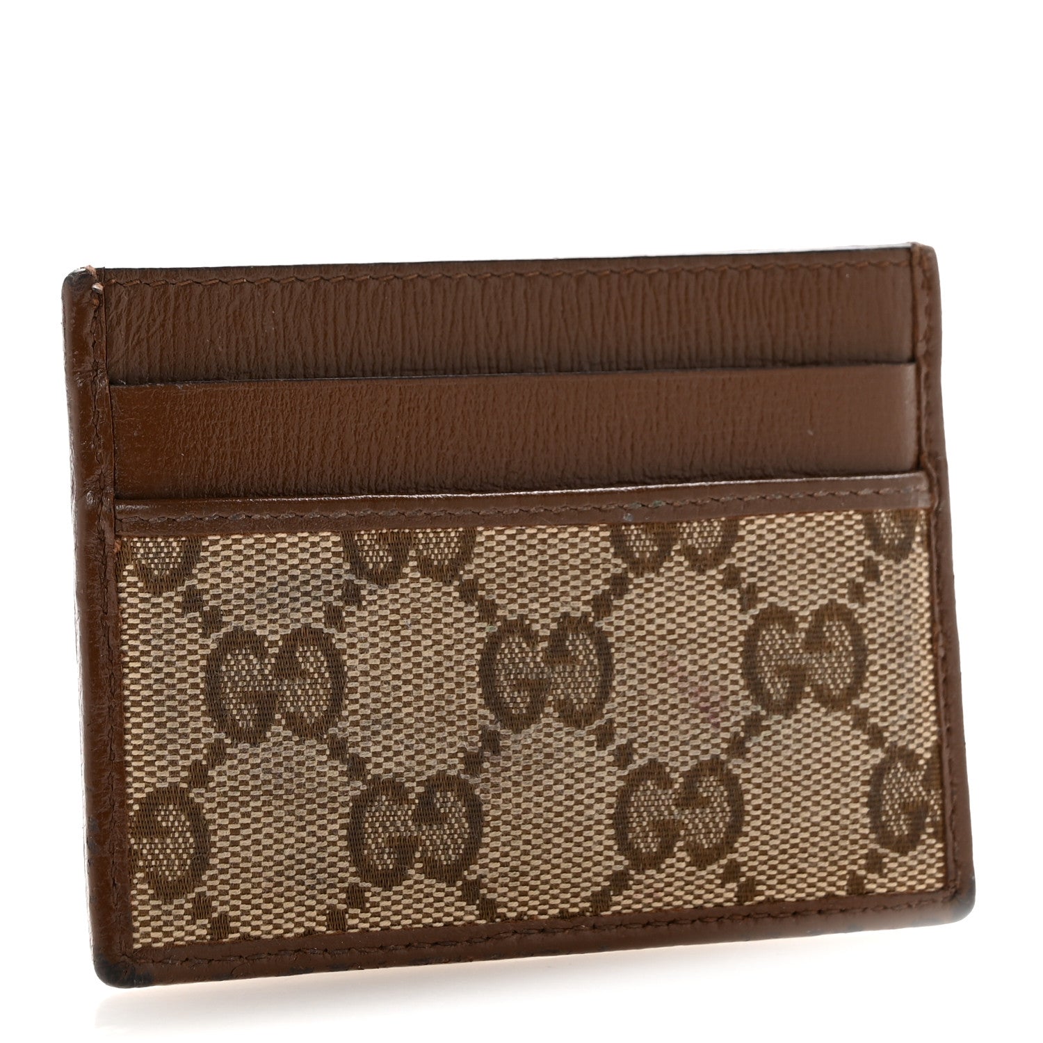 Balenciaga X GUCCI GG Monogram Azalea Calfskin Neo Classic Card Holder Beige Ebony Brown Sugar 3 of 11
