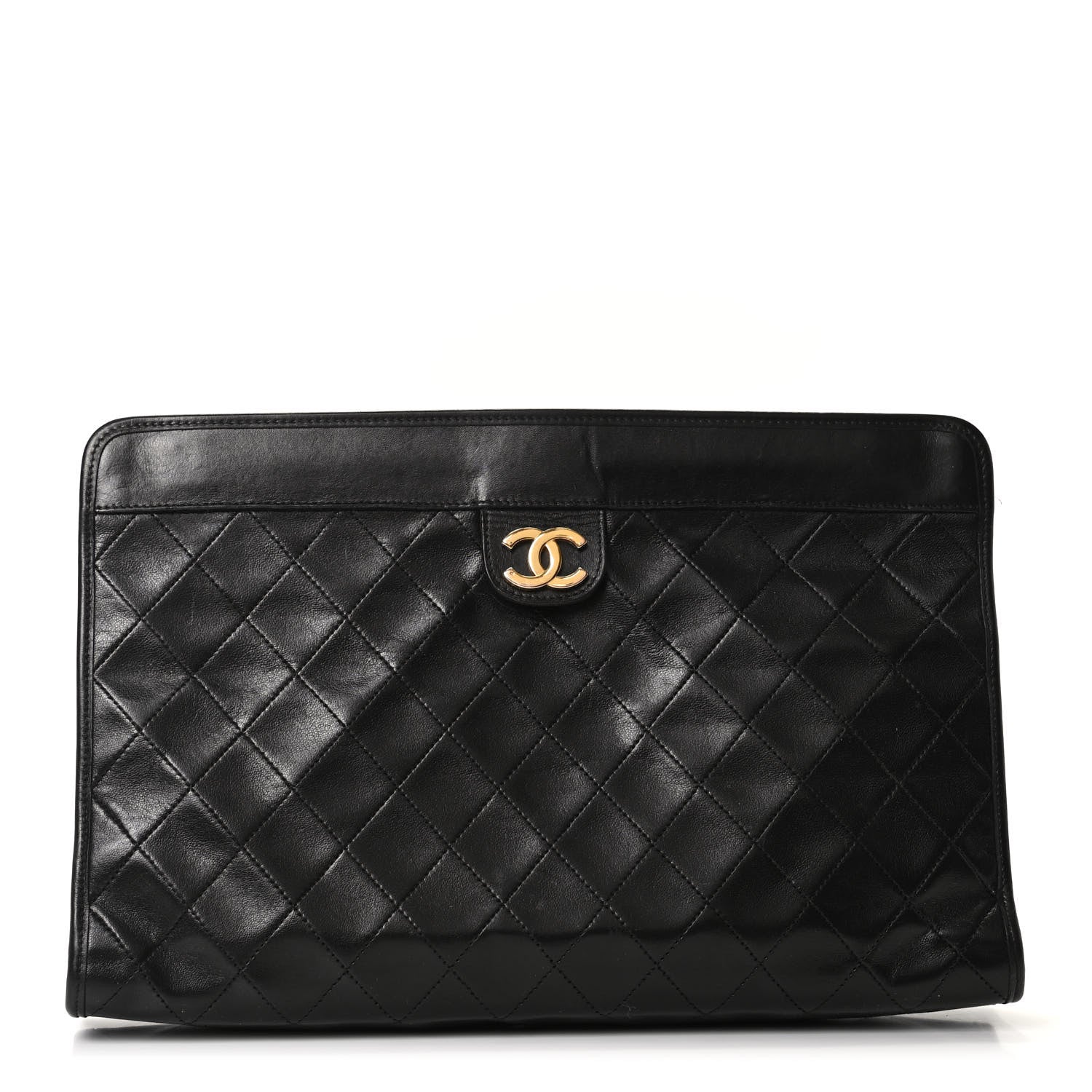 Chanel Lambskin Quilted CC Large Clutch Black 1 of 9