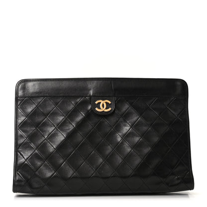 Chanel Lambskin Quilted CC Large Clutch Black 1 of 9
