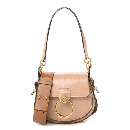 Chloe Calfskin Crocodile Embossed Small Tess Bag Nut 1 of 10