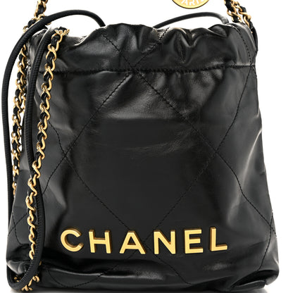 Chanel Shiny Calfskin Quilted Mini Chanel 22 Black 8 of 10