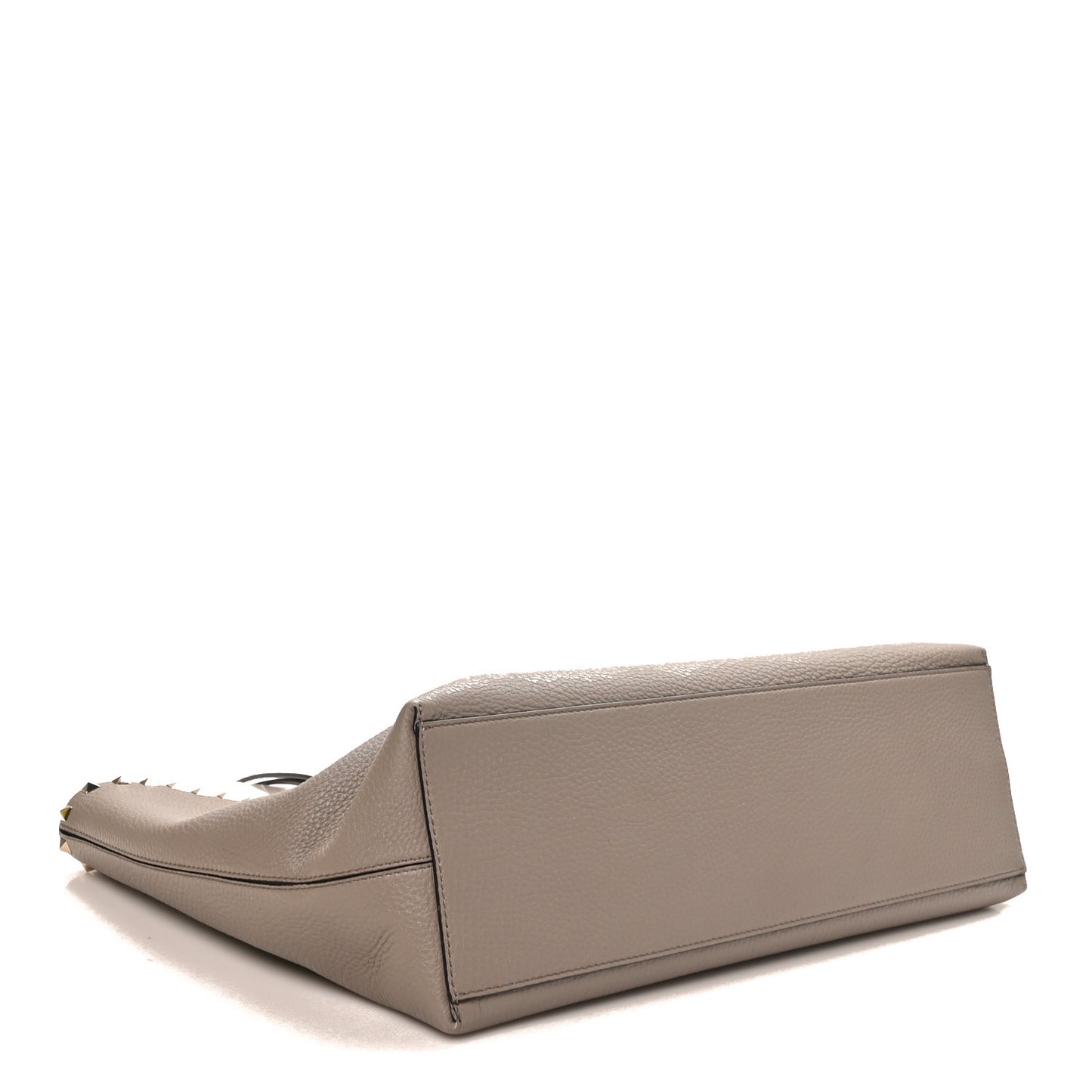 Grained Calfskin Rockstud Shoulder Tote Clay