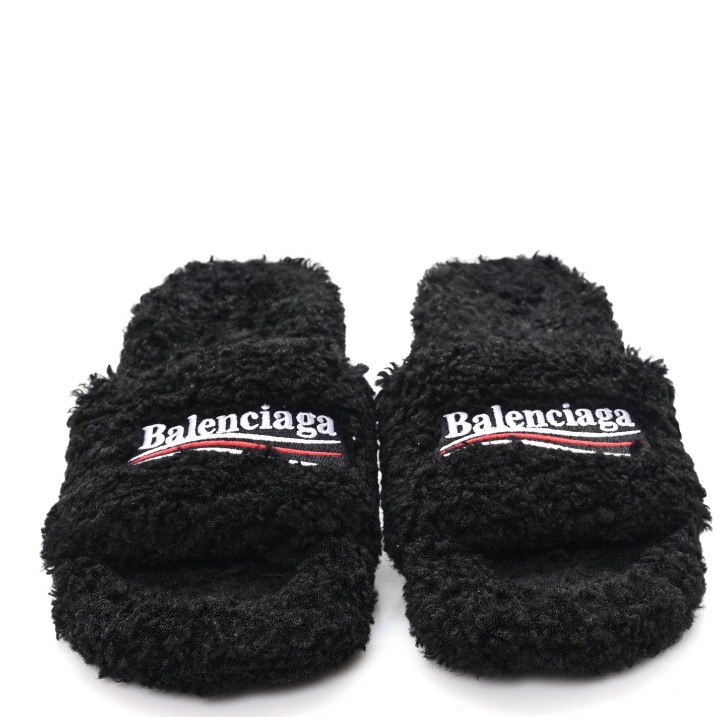 Faux Shearling Political Campaign Logo 80mm Sandals 39 Black