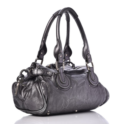 Chloe Metallic Calfskin Medium Paddington Satchel Grey 3 of 9