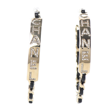 Chanel Metal Lambskin Crystal Sergeant Chanel Hoop Earrings Gold 1 of 4