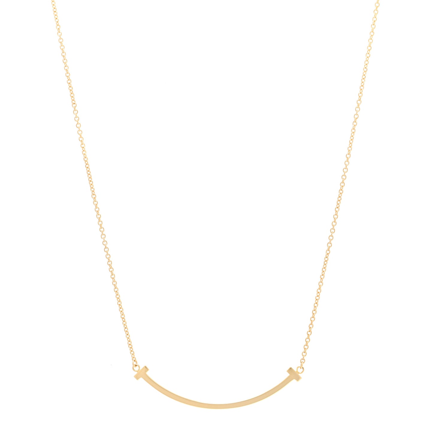 18K Yellow Gold Small T Smile Pendant Necklace