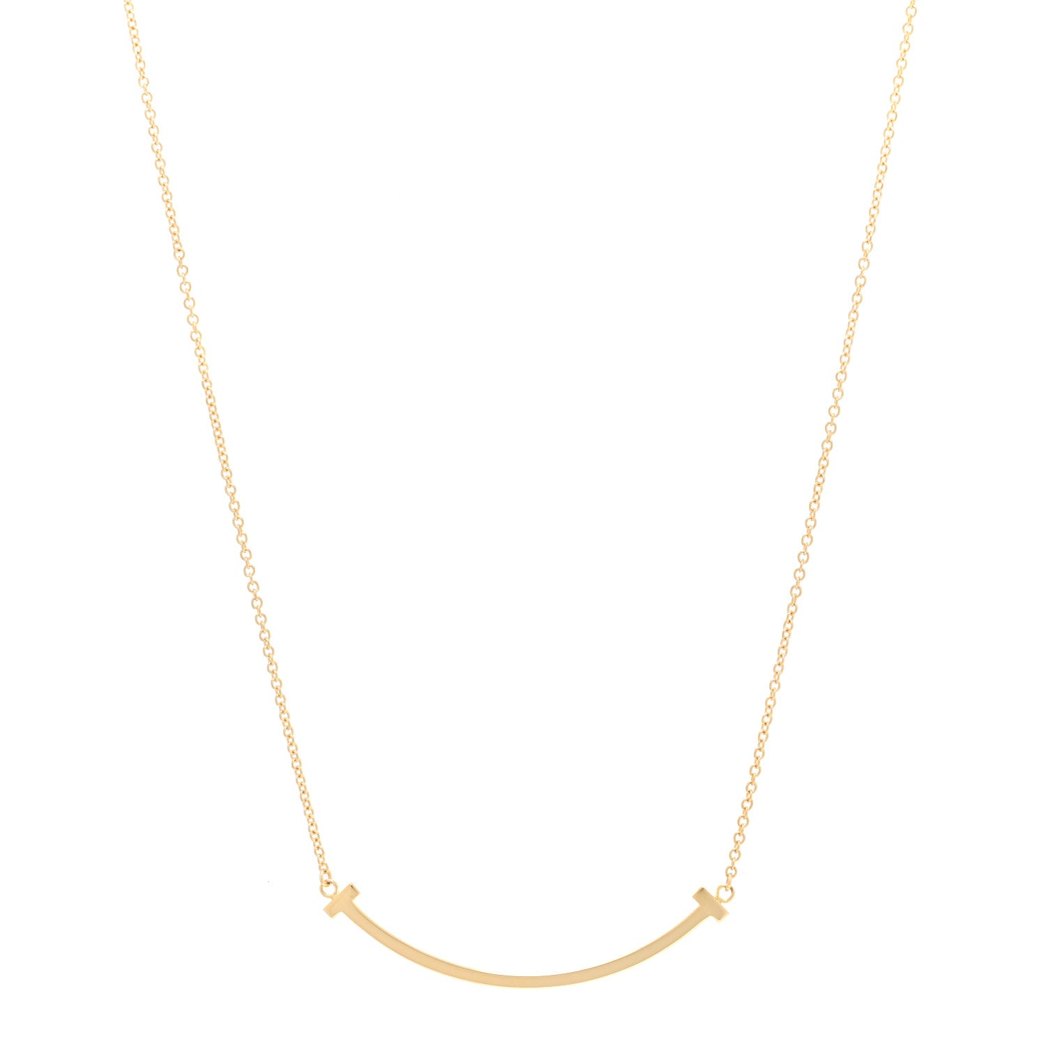 Tiffany 18K Yellow Gold Small T Smile Pendant Necklace 1 of 4