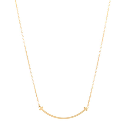 Tiffany 18K Yellow Gold Small T Smile Pendant Necklace 1 of 4