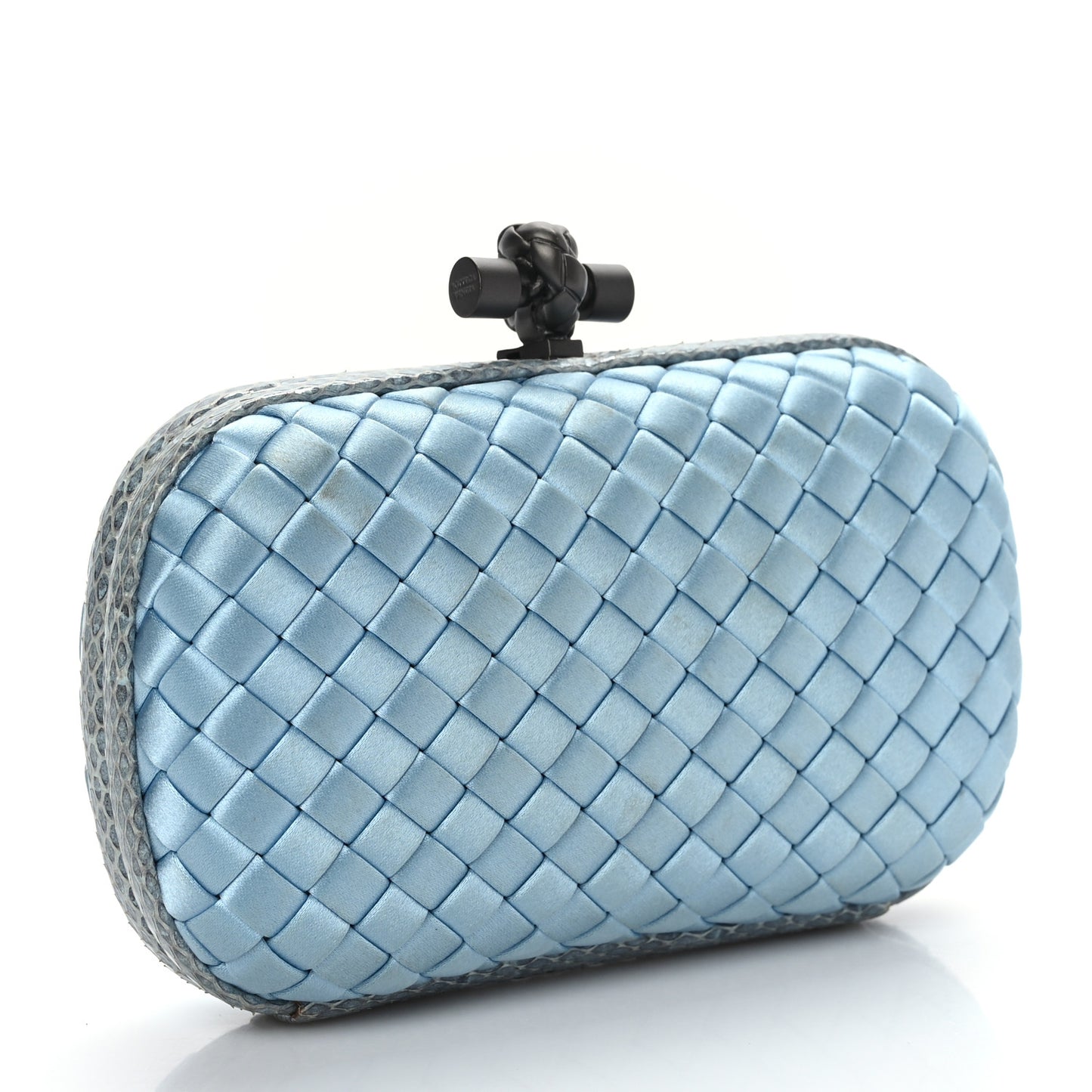 Satin Intreccio Impero Ayers Knot Clutch Ciel