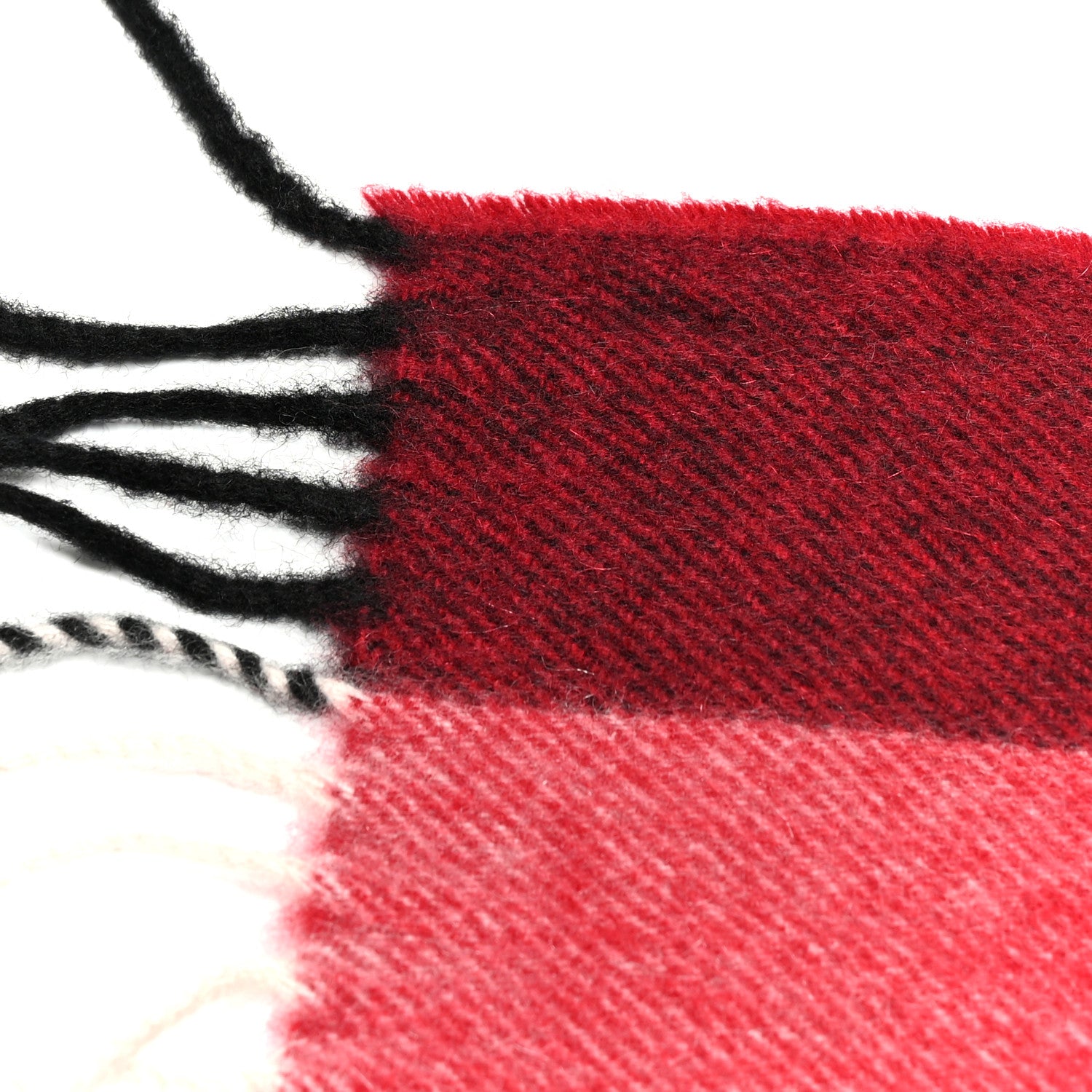 Burberry Cashmere Half Mega Check Fringe Scarf Red 5 of 5