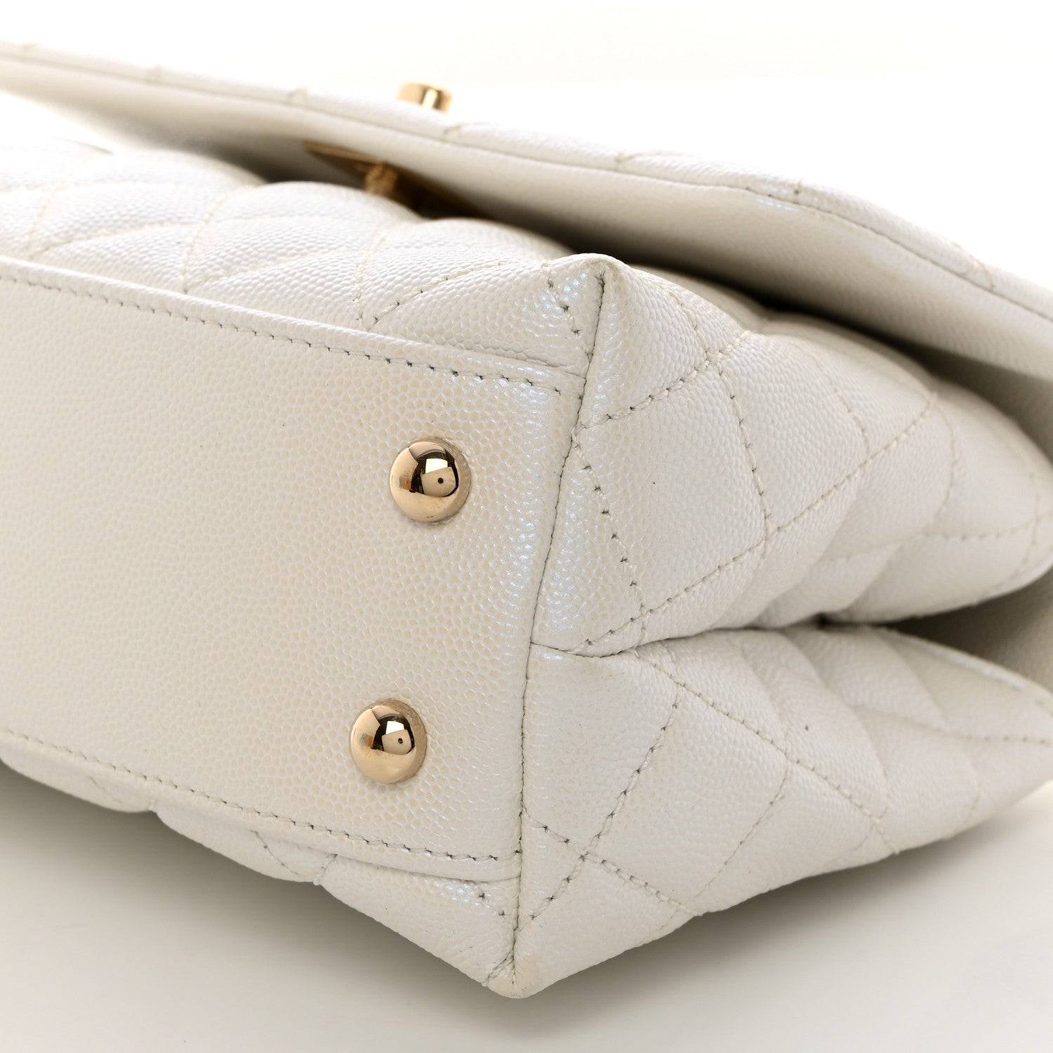 Chanel Iridescent Caviar Quilted Mini Coco Handle Flap White 10 of 10
