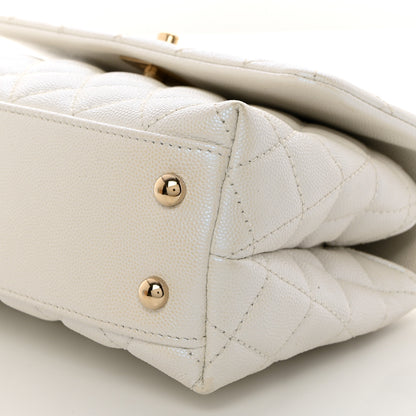 Chanel Iridescent Caviar Quilted Mini Coco Handle Flap White 10 of 10