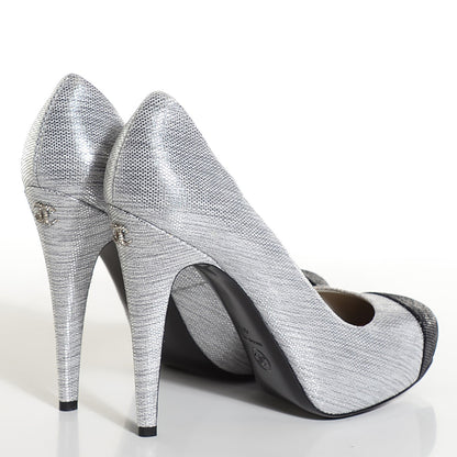 Chanel Crystal CC Cap Toe Pumps 40 Black 4 of 7
