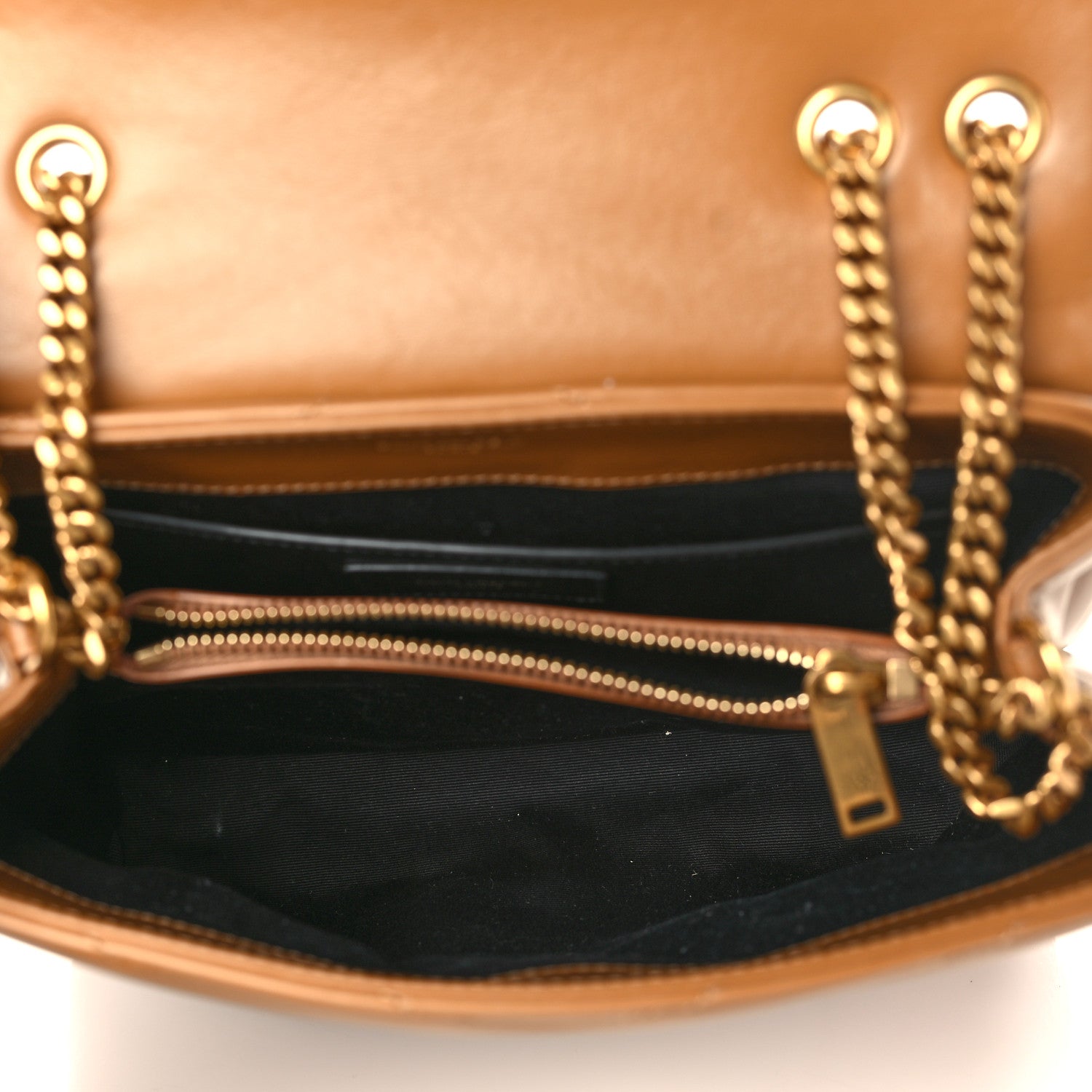 Saint Laurent Calfskin Y Quilted Monogram Small Loulou Chain Satchel Dark Natural 5 of 9