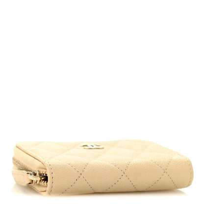 Chanel Caviar Quilted Zip Around Coin Purse Beige 4 of 8