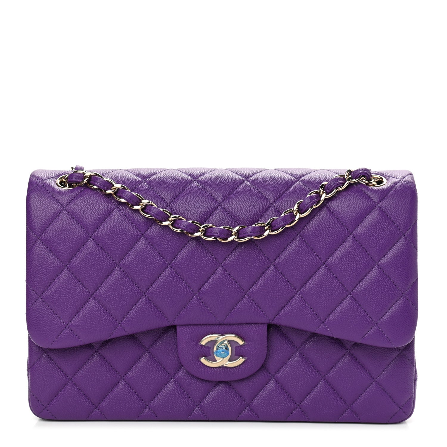 Chanel Caviar Quilted Jumbo Double Flap Dark Purple 1 of 11
