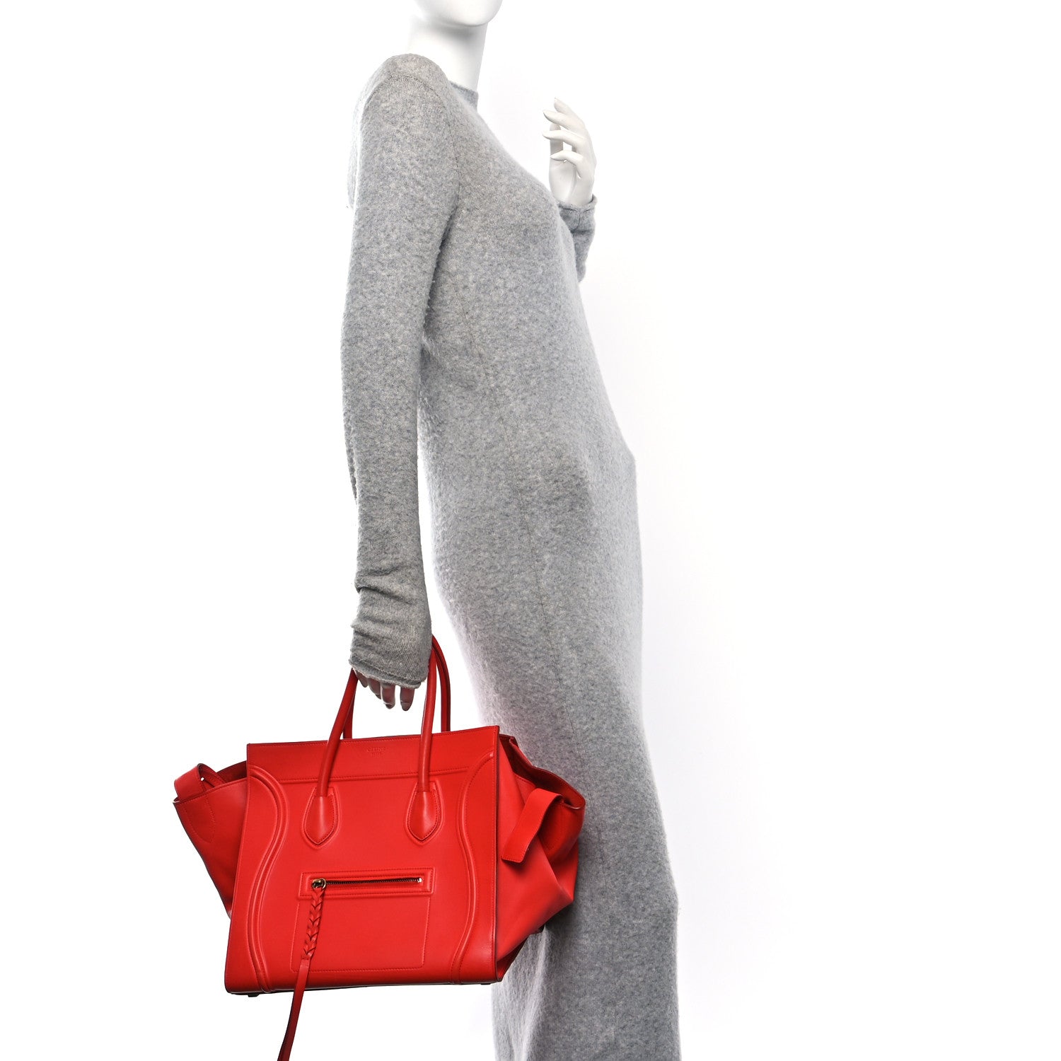 Celine Smooth Calfskin Medium Phantom Luggage Vermillion 2 of 11