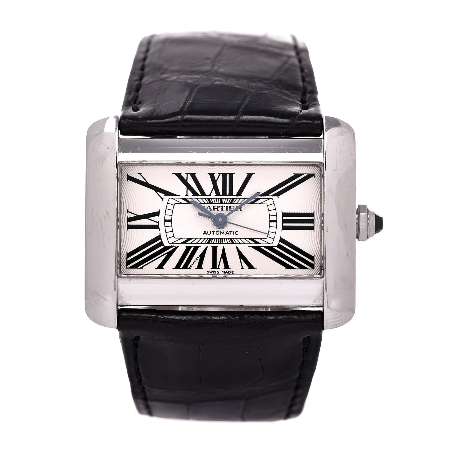 Cartier Stainless Steel Alligator 38mm Tank Divan Automatic Watch 1 of 12