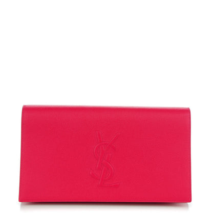 Saint Laurent Calfskin Monogram Large Belle De Jour Clutch Lipstick Fuchsia 1 of 7