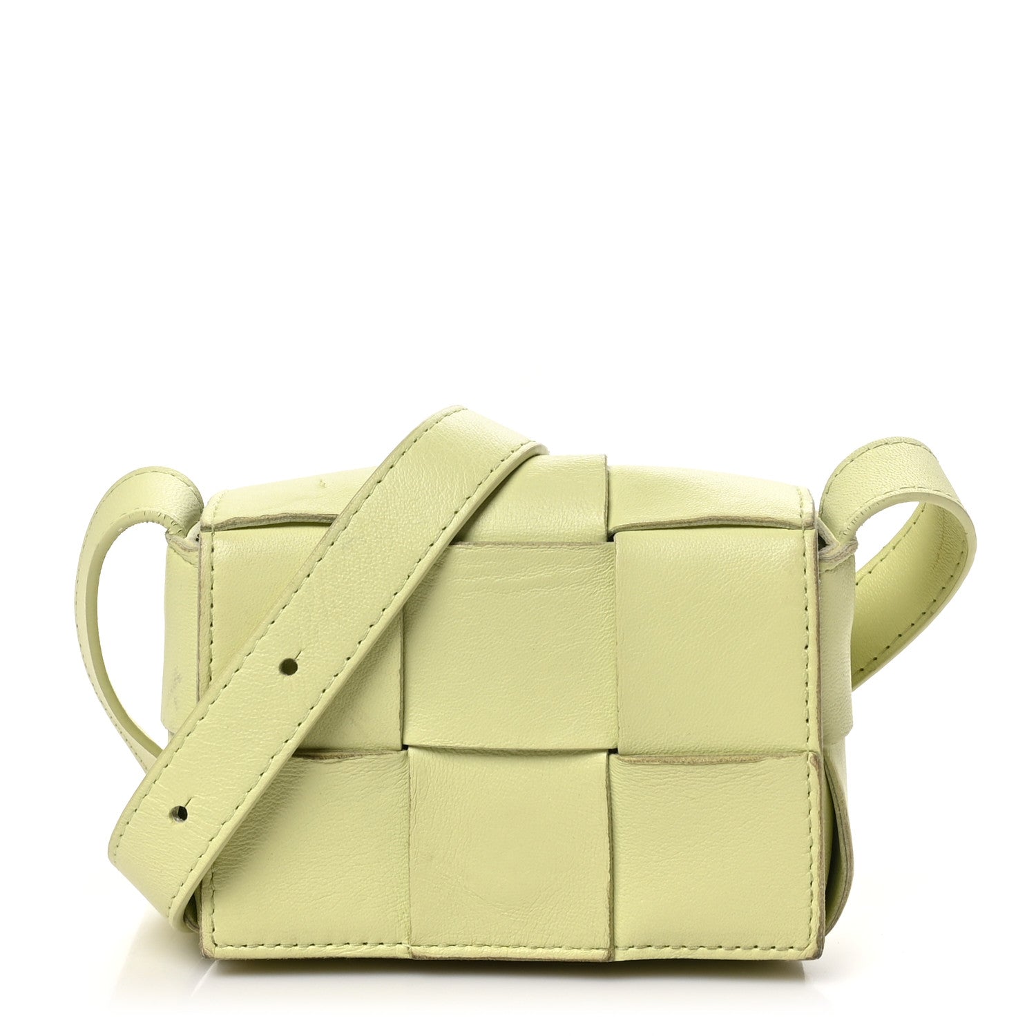 Bottega Veneta Lambskin Maxi Intrecciato Extra Mini Cassette Crossbody Bag Lemon Washed 1 of 9