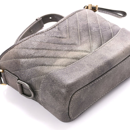 Chanel Metallic Caviar Chevron Quilted Small Gabrielle Hobo Light Silver Gold 9 of 10